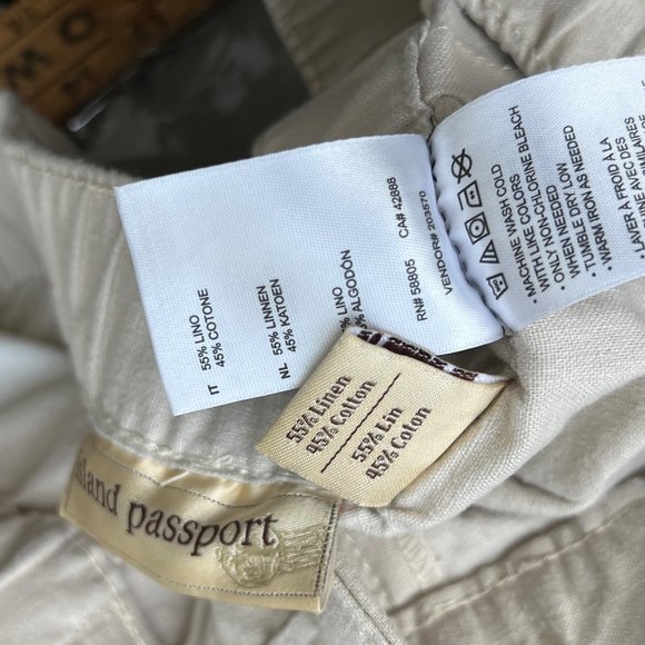 Island Passport Ankle Pants Womens 1X / 30 Drawstring Cotton Linen Summer Beach - Picture 6 of 9